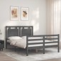 vidaXL Massivholzbett mit Kopfteil Grau 140x200 cm vidaXL Massivholzbett mit Kopfteil Grau 140x200 cm
