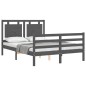 vidaXL Massivholzbett mit Kopfteil Grau 140x200 cm vidaXL Massivholzbett mit Kopfteil Grau 140x200 cm