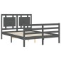 vidaXL Massivholzbett mit Kopfteil Grau 140x200 cm vidaXL Massivholzbett mit Kopfteil Grau 140x200 cm
