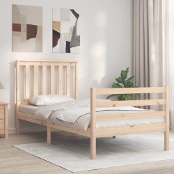 vidaXL Massivholzbett mit Kopfteil 90x200 cm