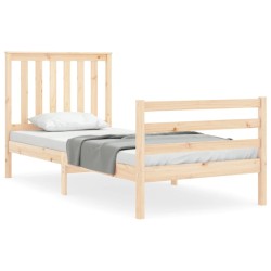 vidaXL Massivholzbett mit Kopfteil 90x200 cm