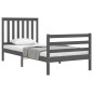 vidaXL Massivholzbett mit Kopfteil Grau 90x200 cm vidaXL Massivholzbett mit Kopfteil Grau 90x200 cm