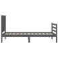 vidaXL Massivholzbett mit Kopfteil Grau 90x200 cm vidaXL Massivholzbett mit Kopfteil Grau 90x200 cm