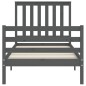 vidaXL Massivholzbett mit Kopfteil Grau 90x200 cm vidaXL Massivholzbett mit Kopfteil Grau 90x200 cm