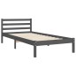 vidaXL Massivholzbett mit Kopfteil Grau 90x200 cm vidaXL Massivholzbett mit Kopfteil Grau 90x200 cm