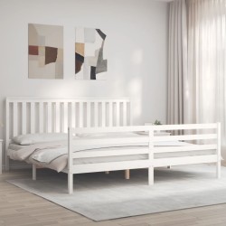 vidaXL Massivholzbett mit Kopfteil Weiß 200x200 cm