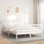 vidaXL Massivholzbett mit Kopfteil Weiß 160x200 cm vidaXL Massivholzbett mit Kopfteil Weiß 160x200 cm