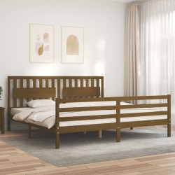 vidaXL Massivholzbett mit Kopfteil Honigbraun 200x200 cm