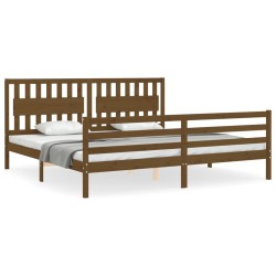 vidaXL Massivholzbett mit Kopfteil Honigbraun 200x200 cm