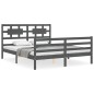 vidaXL Massivholzbett mit Kopfteil Grau 160x200 cm vidaXL Massivholzbett mit Kopfteil Grau 160x200 cm