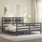 vidaXL Massivholzbett mit Kopfteil Grau 160x200 cm vidaXL Massivholzbett mit Kopfteil Grau 160x200 cm