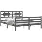 vidaXL Massivholzbett mit Kopfteil Grau 160x200 cm vidaXL Massivholzbett mit Kopfteil Grau 160x200 cm