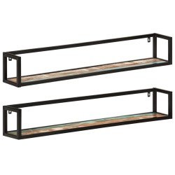 vidaXL Wandregale 2 Stk. 110x17x17 cm Altholz Massiv und Eisen