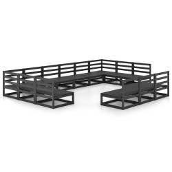 vidaXL 13-tlg. Garten-Lounge-Set Massivholz Kiefer