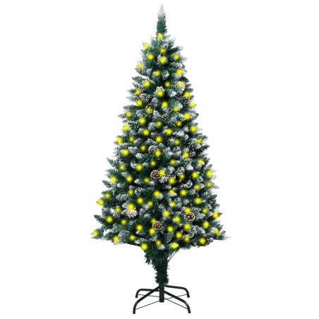 vidaXL Künstlicher Weihnachtsbaum Beschneit LEDs & Zapfen 210 cm