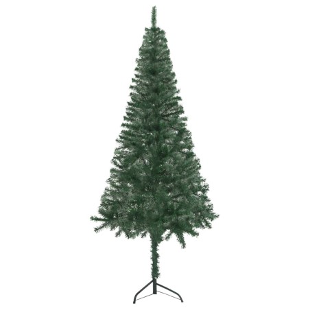 vidaXL Künstlicher Eck-Weihnachtsbaum LEDs & Kugeln Grün 120 cm PVC