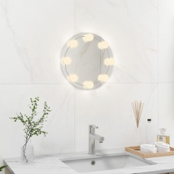 vidaXL Wandspiegel ohne Rahmen mit LED-Beleuchtung Rund Glas