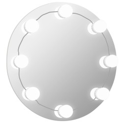 vidaXL Wandspiegel ohne Rahmen mit LED-Beleuchtung Rund Glas
