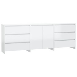 vidaXL 3-tlg. Sideboard Hochglanz-Weiß Holzwerkstoff