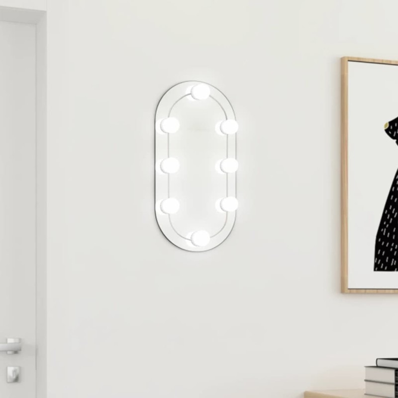 vidaXL Spiegel mit LED-Leuchten 40x20 cm Glas Oval vidaXL Spiegel mit LED-Leuchten 40x20 cm Glas Oval