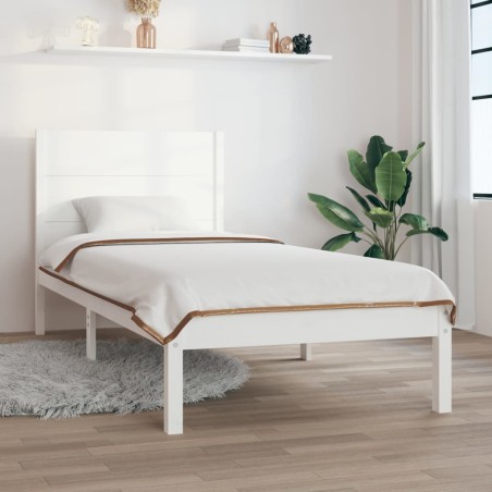 vidaXL Massivholzbett Weiß 90x190 cm
