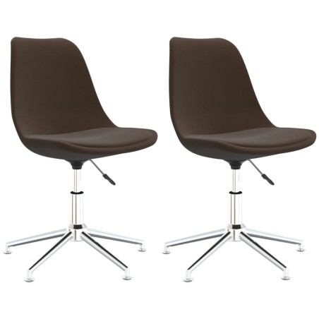 vidaXL Esszimmerstühle 2 Stk. Drehbar Dunkelbraun Stoff