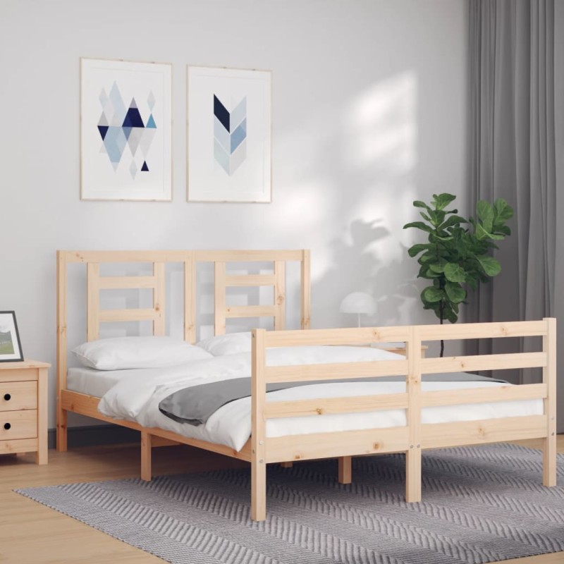 vidaXL Massivholzbett mit Kopfteil vidaXL Massivholzbett mit Kopfteil