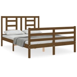 vidaXL Massivholzbett mit Kopfteil Honigbraun 120x200 cm