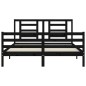 vidaXL Massivholzbett mit Kopfteil Schwarz 160x200 cm vidaXL Massivholzbett mit Kopfteil Schwarz 160x200 cm