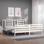 vidaXL Massivholzbett mit Kopfteil Weiß 200x200 cm vidaXL Massivholzbett mit Kopfteil Weiß 200x200 cm