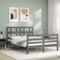 vidaXL Massivholzbett mit Kopfteil Grau 140x190 cm vidaXL Massivholzbett mit Kopfteil Grau 140x190 cm