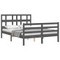 vidaXL Massivholzbett mit Kopfteil Grau 140x190 cm vidaXL Massivholzbett mit Kopfteil Grau 140x190 cm
