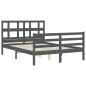 vidaXL Massivholzbett mit Kopfteil Grau 140x190 cm vidaXL Massivholzbett mit Kopfteil Grau 140x190 cm