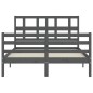 vidaXL Massivholzbett mit Kopfteil Grau 140x190 cm vidaXL Massivholzbett mit Kopfteil Grau 140x190 cm