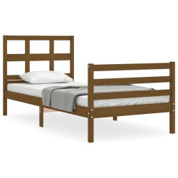 vidaXL Massivholzbett mit Kopfteil Honigbraun 100x200 cm