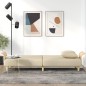 Schlafsofa mit Armlehnen Creme Stoff Schlafsofa mit Armlehnen Creme Stoff