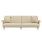 Schlafsofa mit Armlehnen Creme Stoff Schlafsofa mit Armlehnen Creme Stoff