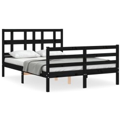 vidaXL Massivholzbett mit Kopfteil Schwarz 120x200 cm
