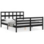 vidaXL Massivholzbett mit Kopfteil Schwarz 160x200 cm vidaXL Massivholzbett mit Kopfteil Schwarz 160x200 cm