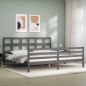 vidaXL Massivholzbett mit Kopfteil Grau 200x200 cm vidaXL Massivholzbett mit Kopfteil Grau 200x200 cm