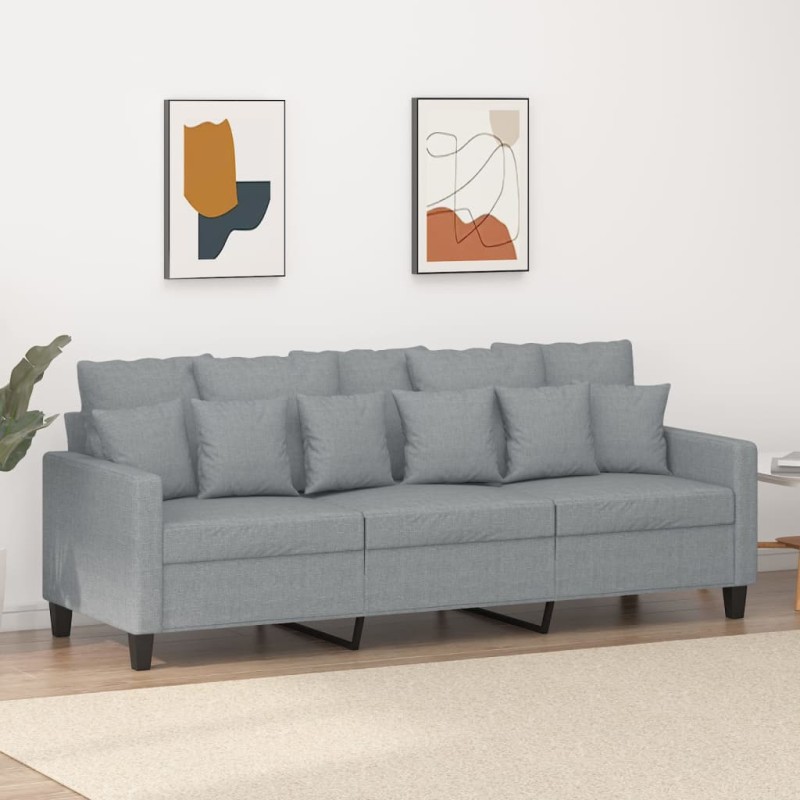 vidaXL 3-Sitzer-Sofa Hellgrau 180 cm Stoff vidaXL 3-Sitzer-Sofa Hellgrau 180 cm Stoff