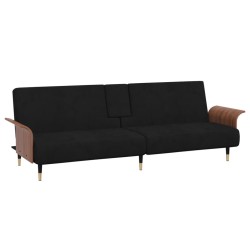 vidaXL Schlafsofa mit Getränkehaltern Schwarz Samt