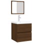 vidaXL Waschbeckenunterschrank Waschbecken Spiegel Braun Eichen-Optik vidaXL Waschbeckenunterschrank Waschbecken Spiegel Braun Eichen-Optik