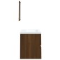 vidaXL Waschbeckenunterschrank Waschbecken Spiegel Braun Eichen-Optik vidaXL Waschbeckenunterschrank Waschbecken Spiegel Braun Eichen-Optik