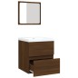 vidaXL Waschbeckenunterschrank Waschbecken Spiegel Braun Eichen-Optik vidaXL Waschbeckenunterschrank Waschbecken Spiegel Braun Eichen-Optik
