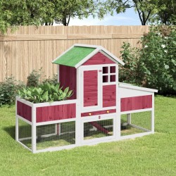 vidaXL Kaninchenstall Rot 170x63x113 cm Massivholz Kiefer