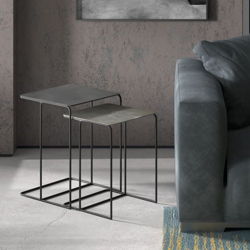 Rousseau 2-tlg. Beistelltisch-Set Ospera Metall Schwarz und Grau Rousseau 2-tlg. Beistelltisch-Set Ospera Metall Schwarz und Grau