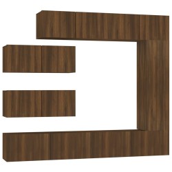 vidaXL 7-tlg. TV-Schrank-Set Braun Eichen-Optik Holzwerkstoff