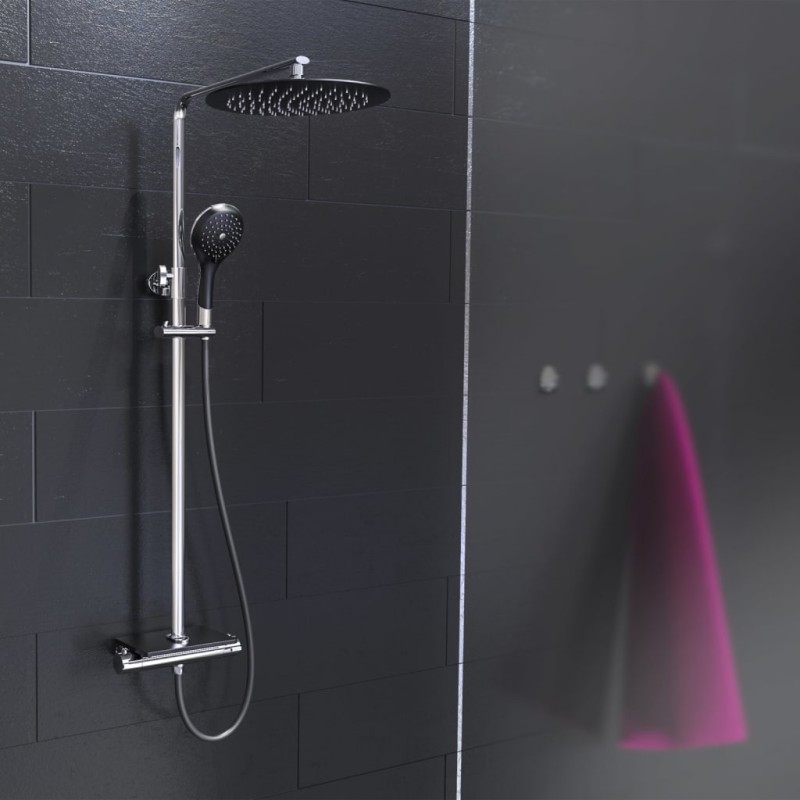 EISL Duschset mit Thermostatarmatur GRANDE VITA Chrom-Schwarz EISL Duschset mit Thermostatarmatur GRANDE VITA Chrom-Schwarz