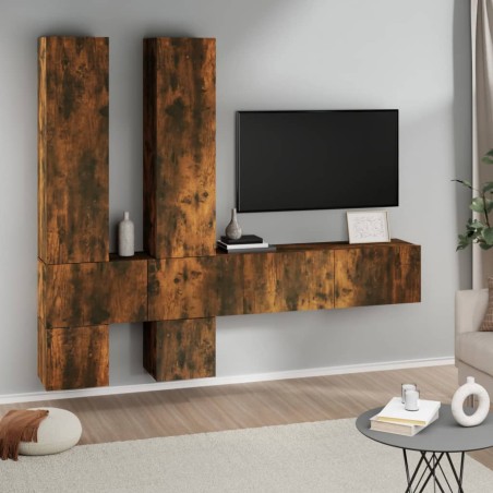 vidaXL TV-Wandschrank Räuchereiche Holzwerkstoff